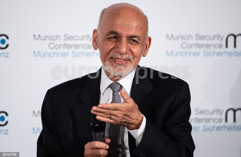 15 February 2020, Bavaria, Munich: Ashraf Ghani, President of Afghanistan, speaks during the 56th Munich Security Conference. Photo: Sven Hoppe/dpa