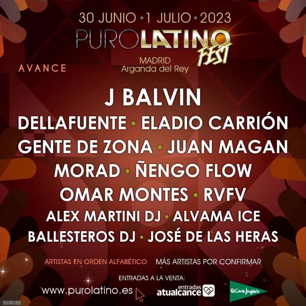Arganda.- J Balvin, Morad o Juan Magán, en el festival Puro Latino Fest los días 30 de junio y 1 de julio Cartel del festival Puro Latino Fest