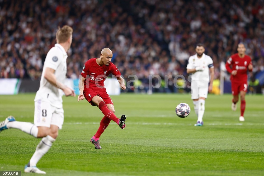Fabinho Tavares of Liverpool FC in action during the UEFA Champions League, Round of 16, football match played between Real Madrid and Liverpool FC at Santiago Bernabeu stadium on March 15, 2023, in Madrid, Spain.