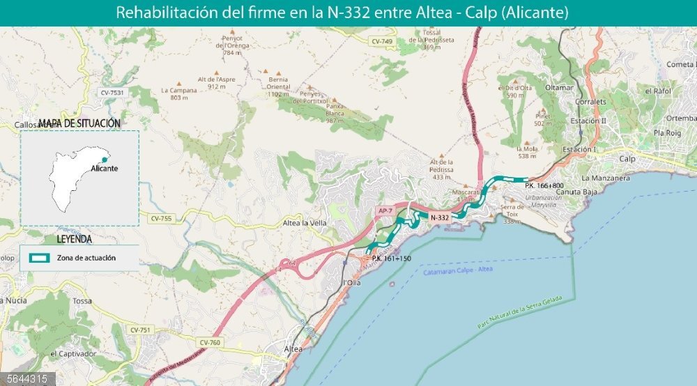 Alicante.- Transportes formaliza por 437.180€ las obras de rehabilitación del firme en la N-332, entre Altea y Calp Transportes formaliza por 437.180€ las obras de rehabilitación del firme en la N-332, entre Altea y Calp