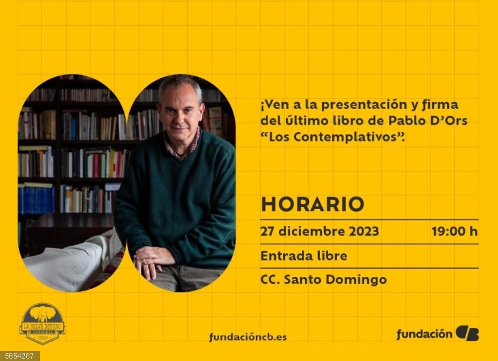 El sacerdote Pablo d'Ors presentará su libro 'Los contemplativos' el 27 de diciembre en Mérida Cartel de la presentación del libro