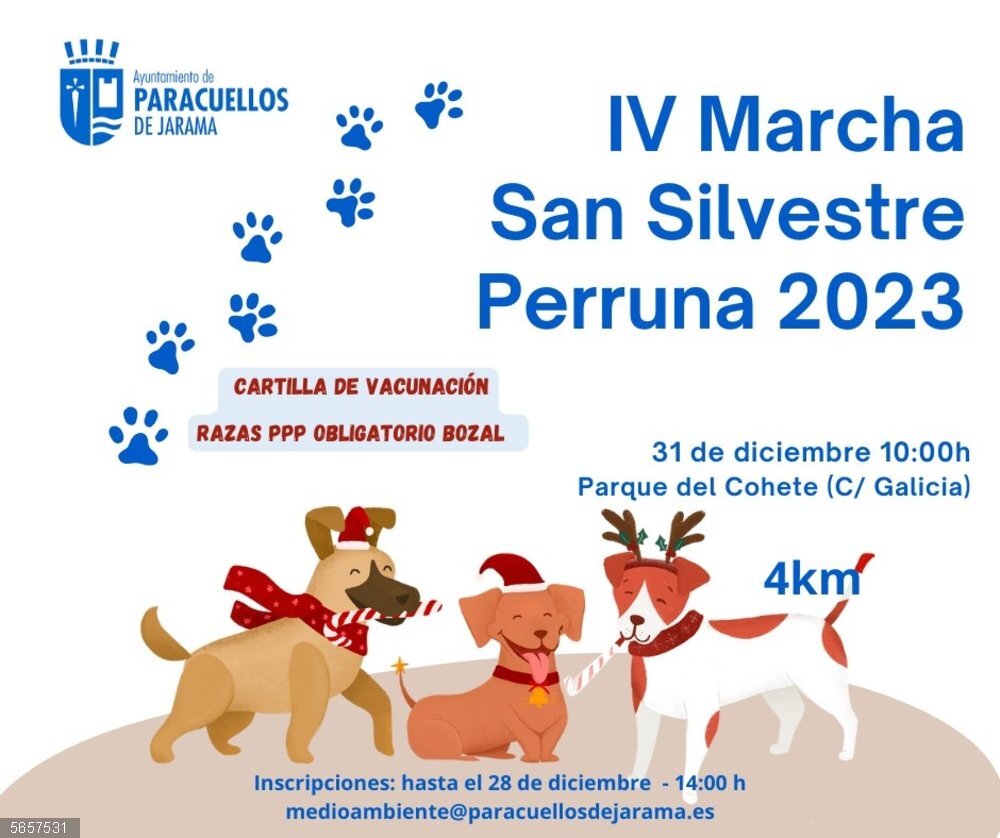 Paracuellos de Jarama.- El Ayuntamiento celebra por cuarto año consecutivo una nueva San Silvestre Perruna El Ayuntamiento celebra por cuarto año consecutivo una nueva San Silvestre Perruna