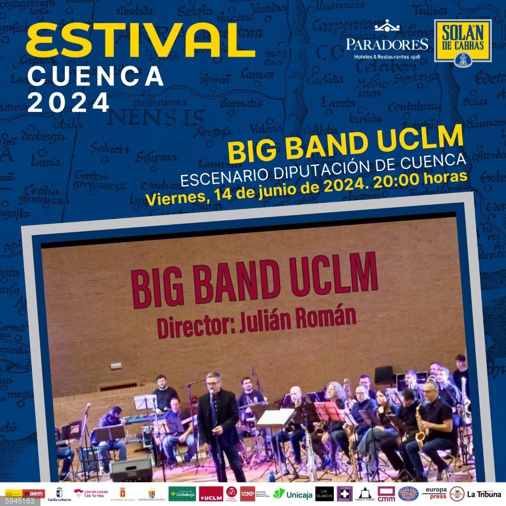 El jazz de la Big Band UCLM y de Jam Circular sonará en Estival Cuenca el 14 de junio de forma gratuita Cartel de la actuación de la Big Band UCLM en Estival Cuenca.