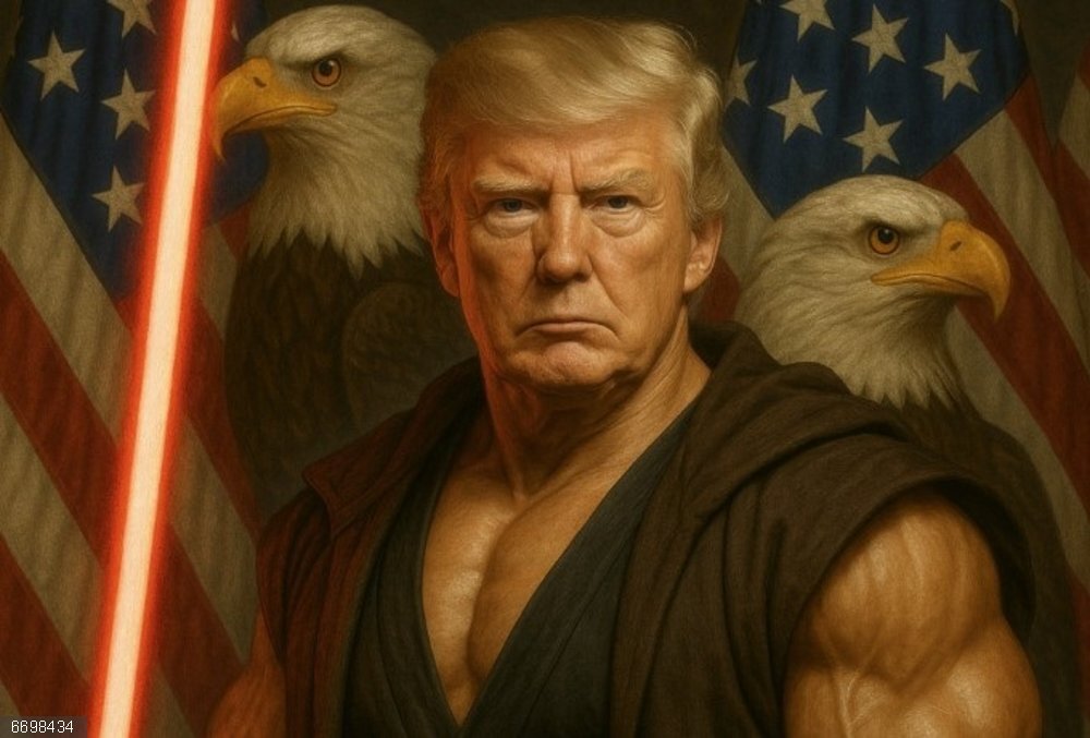 EEUU.- Tras la imagen del Papa Trump, la Casa Blanca publica a un Trump jedi El presidente estadounidense, Donald Trump, caracterizado como un jedi de la saga cinematográfica 'Star Wars'