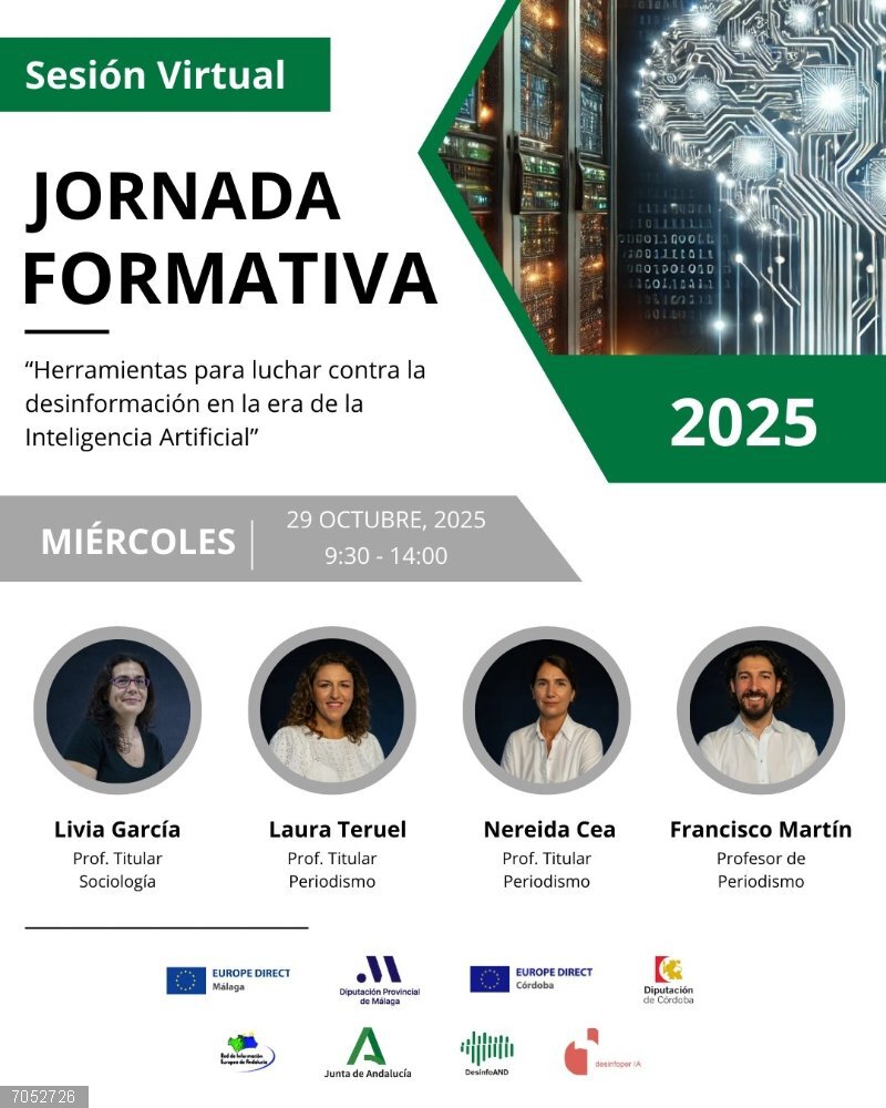 Málaga.- Centro Europe Direct de Diputación celebra una jornada sobre herramientas de lucha contra la desinformación Cartel anunciador de la jornada online que tendrá lugar el día 29 de octubre.
