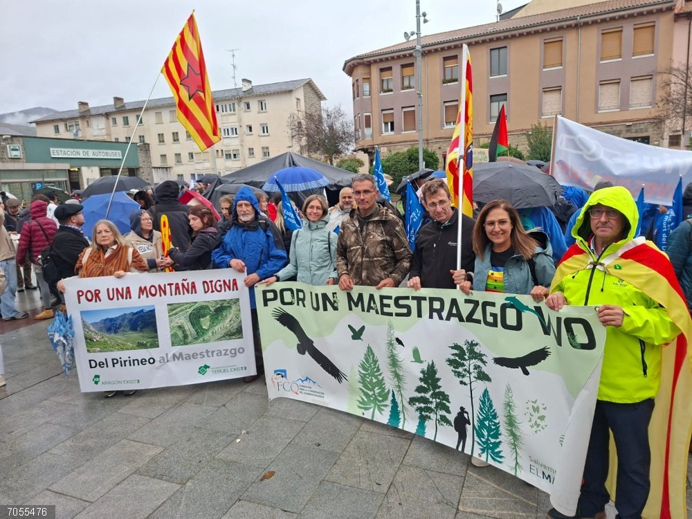 Aragón-Teruel Existe se une a la manifestación 'Por Una Montaña Digna' para exigir "un medio rural vivo" Representantes de Aragón Existe en la manifestación de Jaca