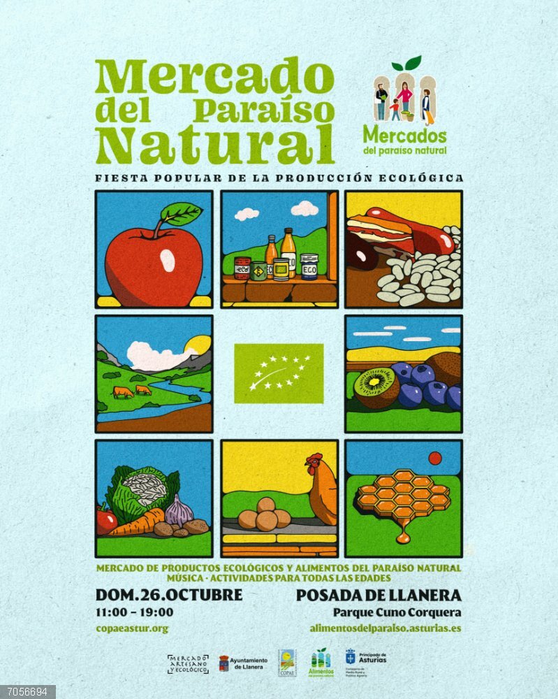 Llanera.- Este domingo, cita con la producción local y ecológica en los Mercados del Paraíso Natural Mercado del Paraíso Natural de producción ecológica