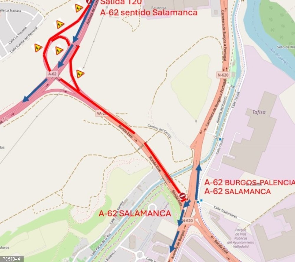Cortada al tráfico este lunes la intersección entre la A-62 y la Avenida de Burgos en Valladolid Este lunes se cortará la intersección A-62/Avenida de Burgos y la salida enlace con la A-62 Palencia-Burgos-Salamanca y entrada 120 de la A-62 en calzada derecha sentido Salamanca