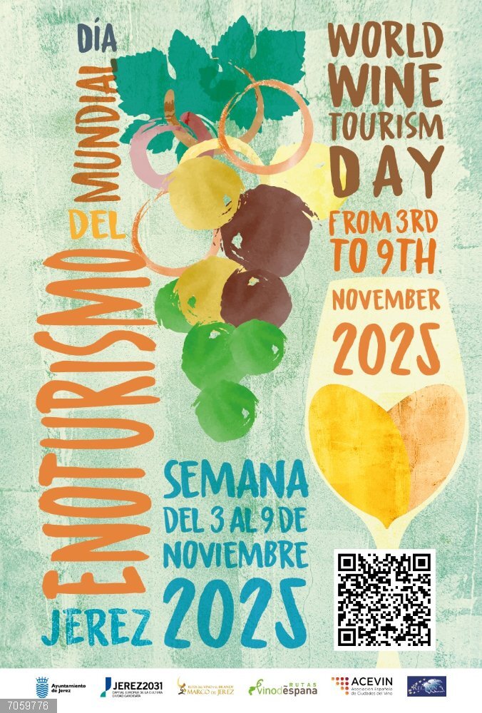 Cádiz.-JerezAlDía.-Turismo.-El Ayuntamiento celebra el Día del Enoturismo con una semana de actividades en torno al vino Cartel de la celebración por el Día Mundial del Enoturismo.