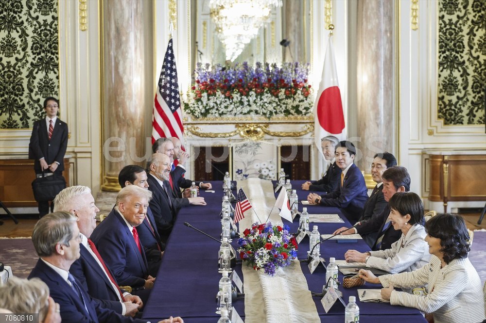 Japan-US Summit Meeting October 28, 2025, Tokyo, Japan: A general view of the Japan-US summit meeting between US President Donald Trump (L) and Japan's Prime Minister Sanae Takaichi (R) at Akasaka Palace State Guest House in Tokyo, Japan, 28 October 2025. The US President is on a three-day visit aimed at reaffirming the Japan-US alliance.,Image: 1048696563, License: Rights-managed, Restrictions: , Model Release: no, Credit line: POOL / Zuma Press / ContactoPhoto
Editorial licence valid only for Spain and 3 MONTHS from the date of the image, then delete it from your archive. For non-editorial and non-licensed use, please contact EUROPA PRESS.