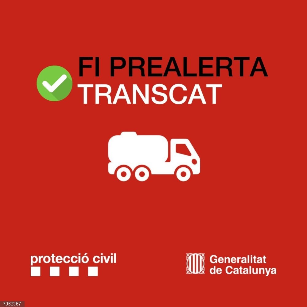 Finalizado el Transcat tras el trasvase de un camión accidentado en la AP-7 en Llinars (Barcelona) Finalizada la prealerta del Transcat