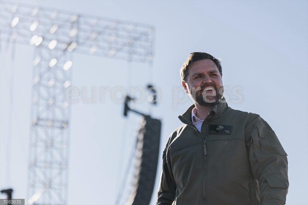 U.S. Marines 250th Anniversary Amphibious Capabilities Demonstration Beach Bash October 18, 2025, Oceanside, Ca, United States: U.S. Vice President JD Vance walks off stage after delivering remarks to the audience of Marines during the 250th Marine Corps anniversary Amphibious Capabilities Demonstration Beach Bash, at Marine Corps Base Camp Pendleton, October 18, 2025 in Oceanside, California.