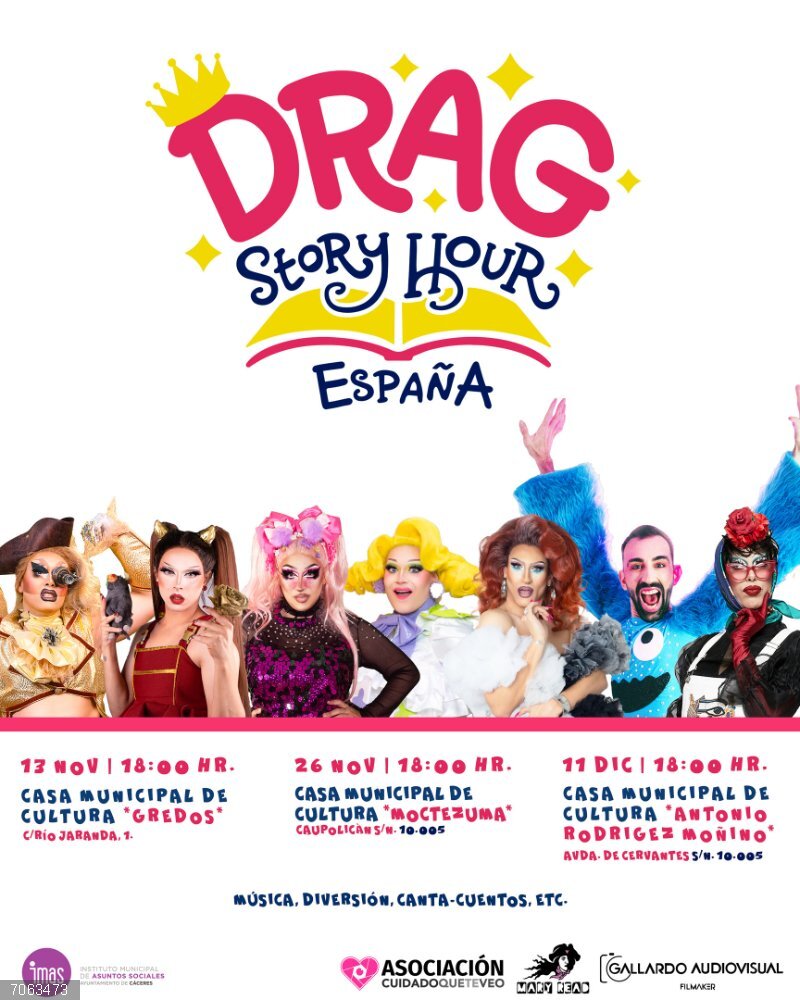 El proyecto cultural 'Drag Story Hour España' llega a Cáceres para acercar el arte drag a la infancia Cartel del proyecto 'Drag Story Hour España', que llega a Cáceres en noviembre y diciembre