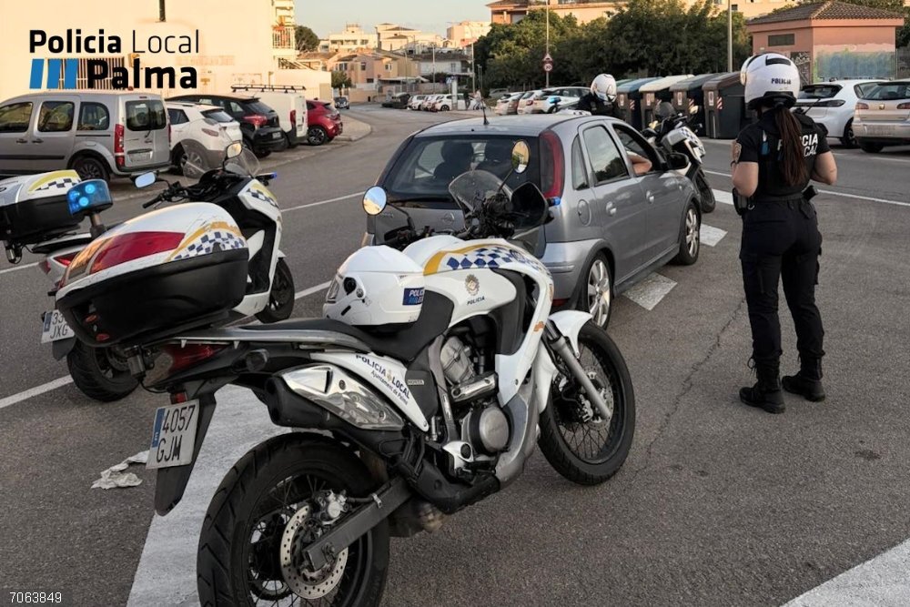 Sucesos.- Sorprenden a un joven conduciendo una furgoneta por Palma pese a no tener carnet Agentes de la Policía Local de Palma inspeccionan un vehículo.