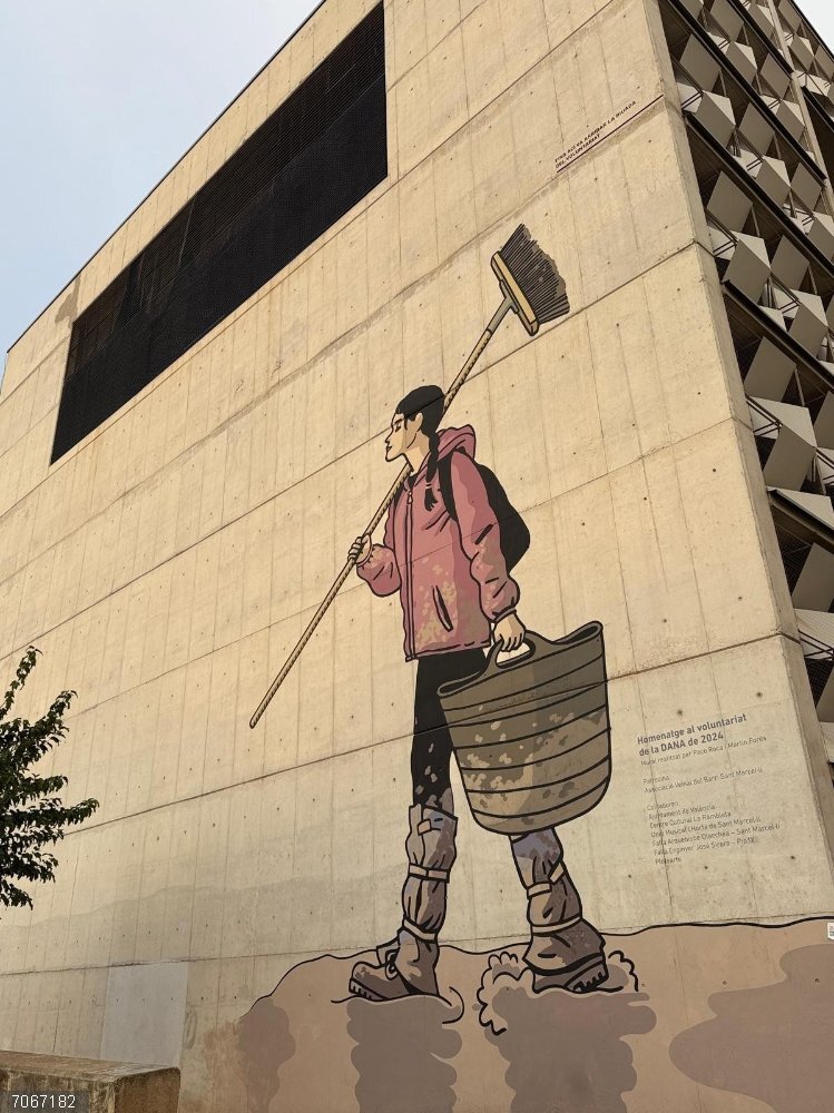 Valencia.- Sociedades musicales y voluntariado dialogan en La Rambleta sobre la solidaridad y recuperación tras la dana Mural en La Rambleta de València por la dana.