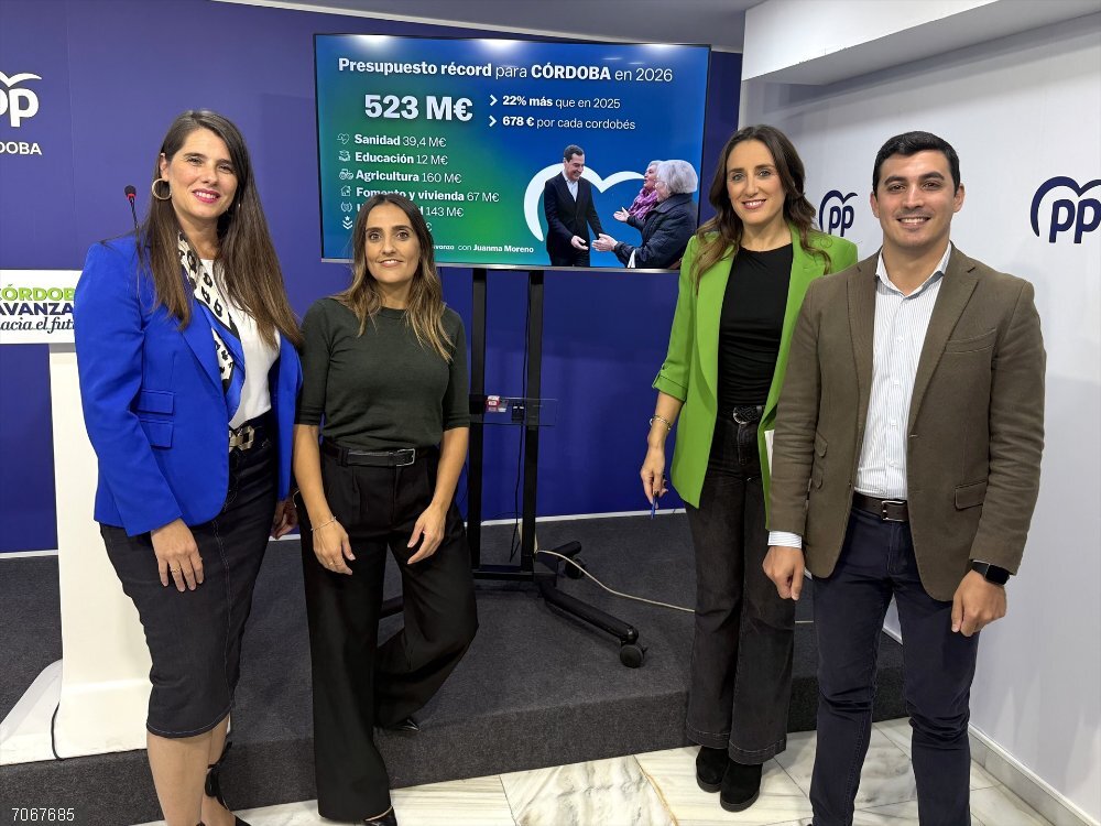 Córdoba.-PP ve los Presupuestos andaluces 2026 como "los más altos para seguir avanzando y ser ejemplo de bienestar" Los diputados autonómicos del PP por Córdoba Araceli Cabello, Beatriz Jurado, José Carlos García y Verónica Martos.