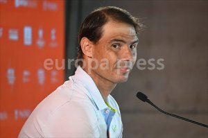 Rafa Nadal ofrece una rueda de prensa en el Mutua Madrid Open 