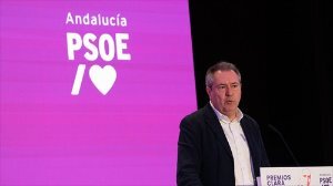 El secretario general del PSOE de Andalucía, Juan Espadas, durante su intervención en los Premios Clara Campoamor.