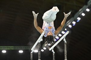Thierno Diallo, durante el Campeonato de Europa de gimnasia artística.