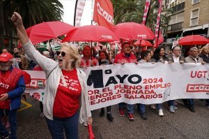 Manifestación con motivo del Día del Trabajo en Málaga