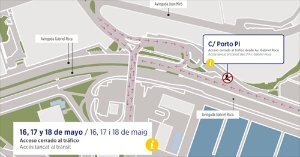 El acceso a la calle Porto Pi permanecerá cerrada al tráfico los días 16, 17 y 18 de mayo