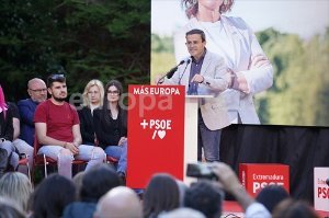 El secretario general del PSOE en Extremadura, Miguel Ángel Gallardo, en un acto público en Cáceres